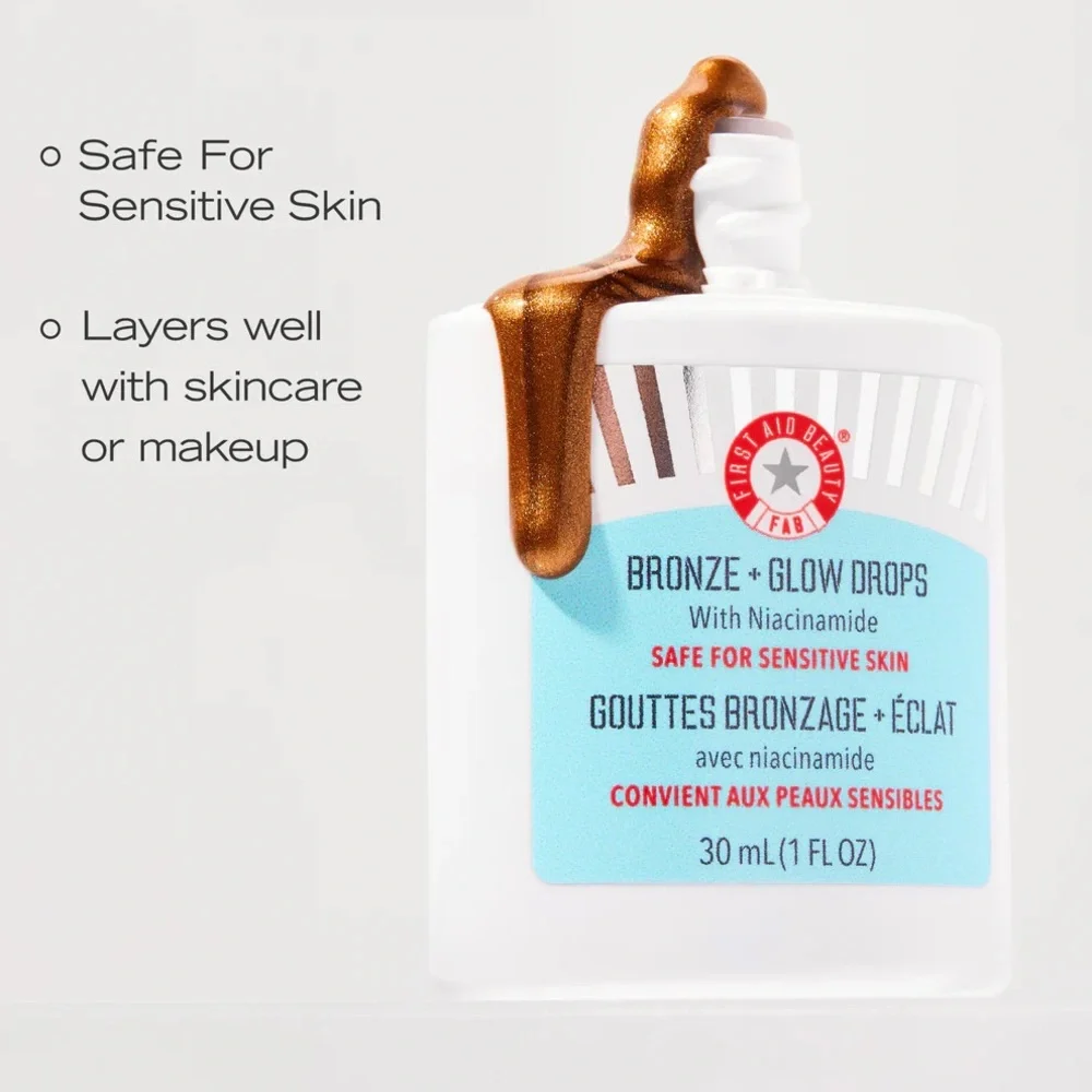 NIB First Aid Beauty Bronze+Glow Drops with Niacinamide Full Size 30 ml/1 oz